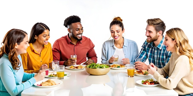 Uśmiechnięci ludzie jedzący posiłek